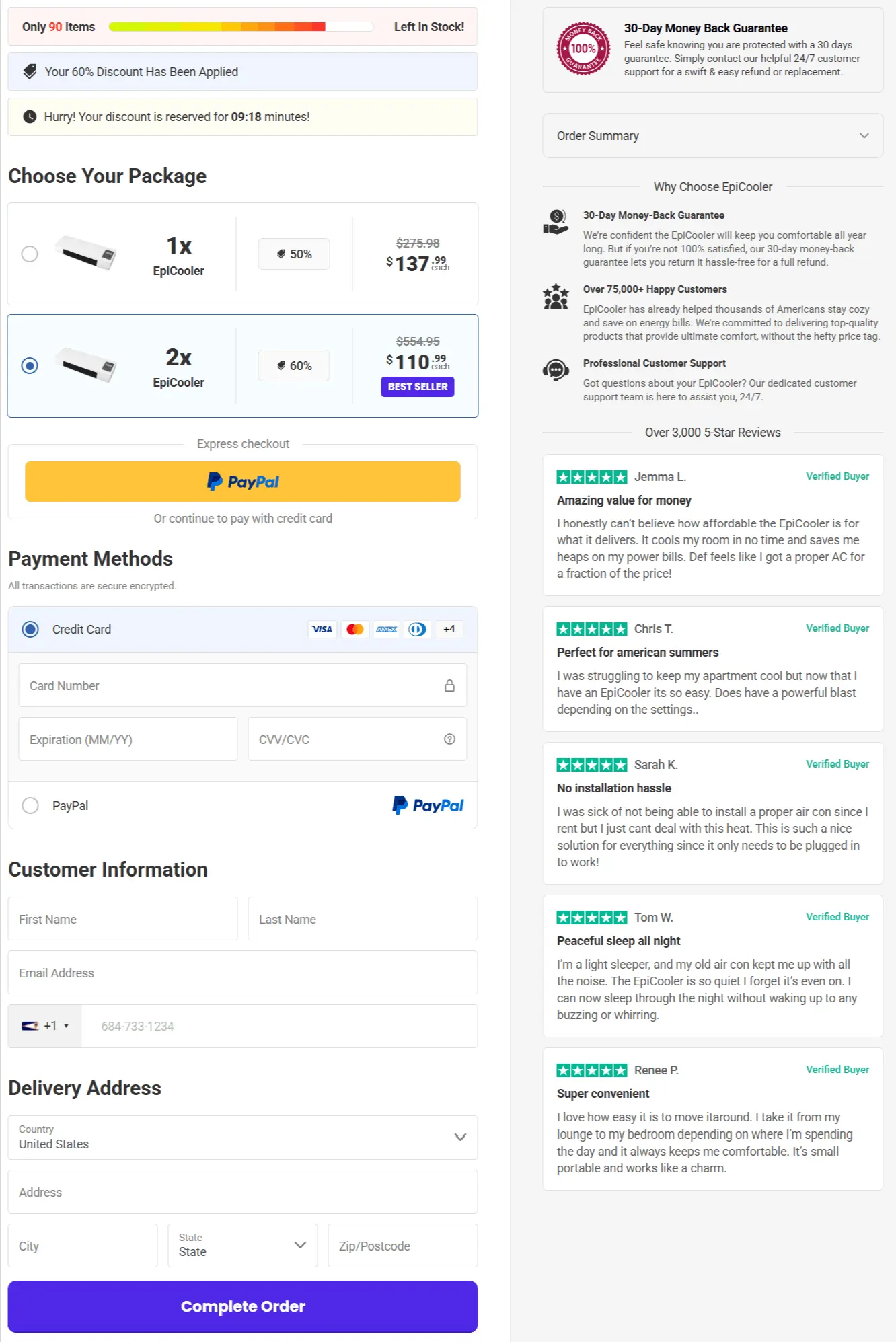 epicooler Portable ac secure checkout page